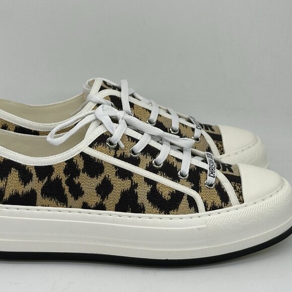 DIOR WALK'N Leopard Mizza Cotton Platform Lace Up Low Top Sneakers Shoes - Picture 8 of 15
